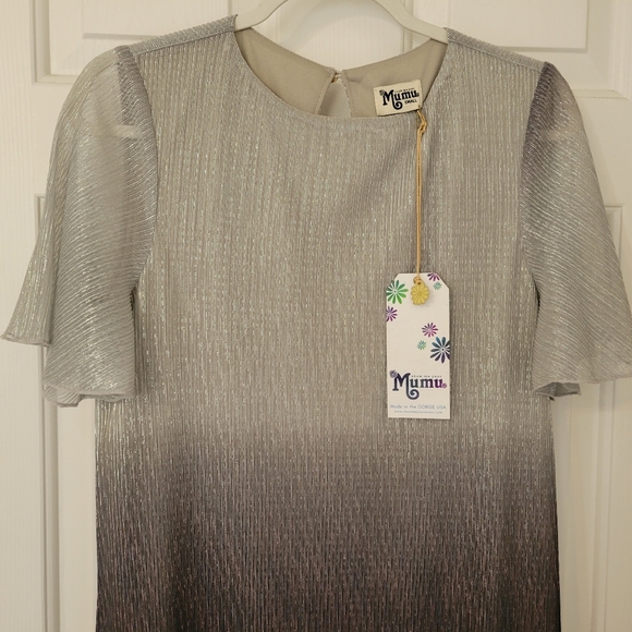 Show Me Your Mumu Size Small Jenner Dress Micro Pleat Silver Ombre - Picture 5 of 13
